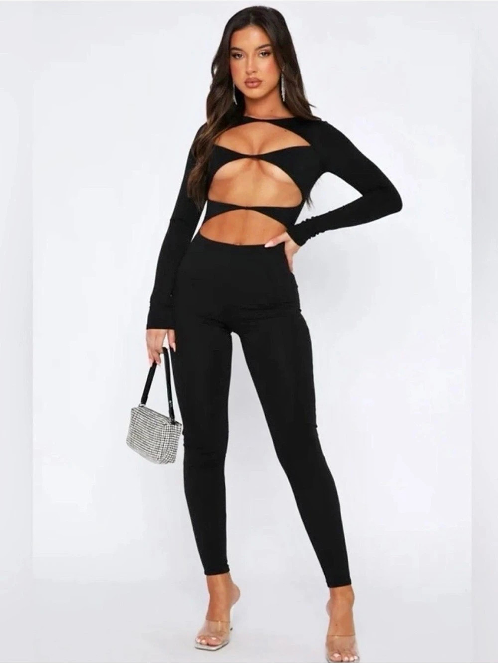 White Fox Black Cutout Jumpsuit Size XS NWT